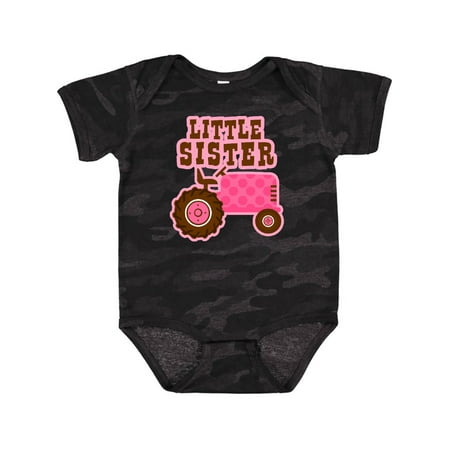 

Inktastic Pink Tractor Little Sister Gift Baby Girl Bodysuit