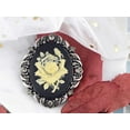 thumbnail image 2 of Vintage Inspired Antique Reproduct Rose Pink Crystal Flower Cameo Pin Brooch, Black, 2 of 7