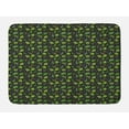 thumbnail image 1 of Spice Bath Mat, Graphical Illustration of Plants Scattered Leaves Plants and Typography, Plush Bathroom Decor Mat with Non Slip Backing, 29.5" X 17.5", Night Blue Lime Green, by Ambesonne, 1 of 2