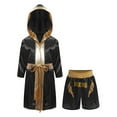thumbnail image 1 of Zaldita Costumes de Boxe pour Garçons et Filles Tenues de Fête 2 Pcs Robe de Boxe et Shorts de Boxe Noir&Or 8, 1 of 4