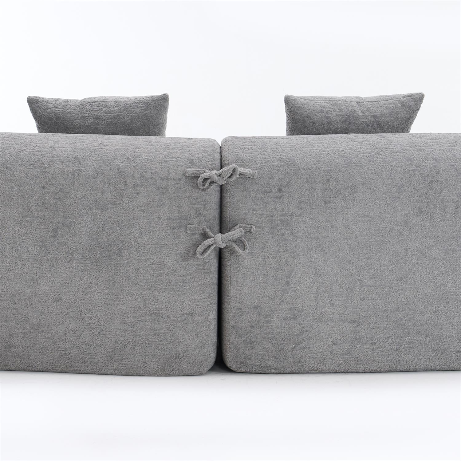 Demi Bonn 110"L Modular Sectional Sofa with Full Compression Sponge, Curved Design, High-Density Chenille Sleeper Couch for Living Room, 800 lbs Capacity, Gray