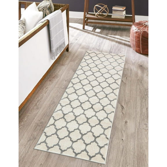 Unique Loom Trellis Collection Area Rug - Philadelphia (2' 7" x 10' Runner Beige and Gray/Gray)