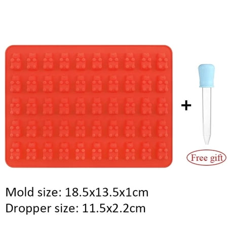 50 Grids Gummy Bear Mold Silicone Cute Bear Jelly Mould with Dropper Candy Chocolate Fondant Moulds DIY Baking Decoration Tools