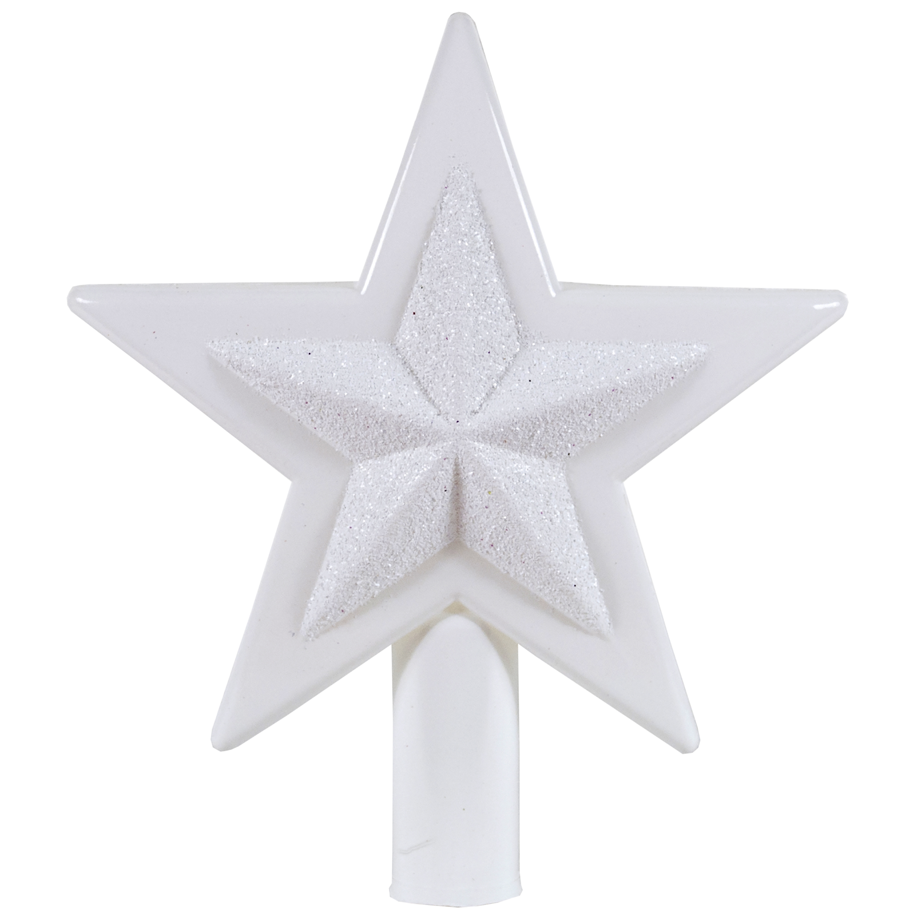 HOLIDAY TIME WHITE STAR MINI TREE TOPPER, 5 INCH