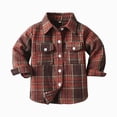 thumbnail image 4 of YIWULA Toddler Boy Girl Fall Flannel Shirt Kid Baby Long Sleeve Button Down Plaid Shirts(7-8 Years,Brick Red), 4 of 5