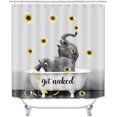thumbnail image 2 of 4PCS Cute Elephant Shower Curtain Set, African Wild Animal Wildlife Safari Glam Modern Bathroom Decor, Waterproof Fabric Black Curtain, Non-slip Bath Mat Toilet Rug, Gold Glitter, 2 of 7