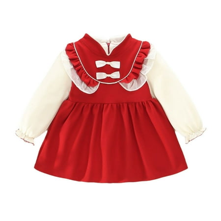

Girls Winter Long Sleeve Ruffles Red Princess Dress Causal Party Dress Warm 1st Birthday Girl Baby Fairy Dress Toddler Preschool Essentials