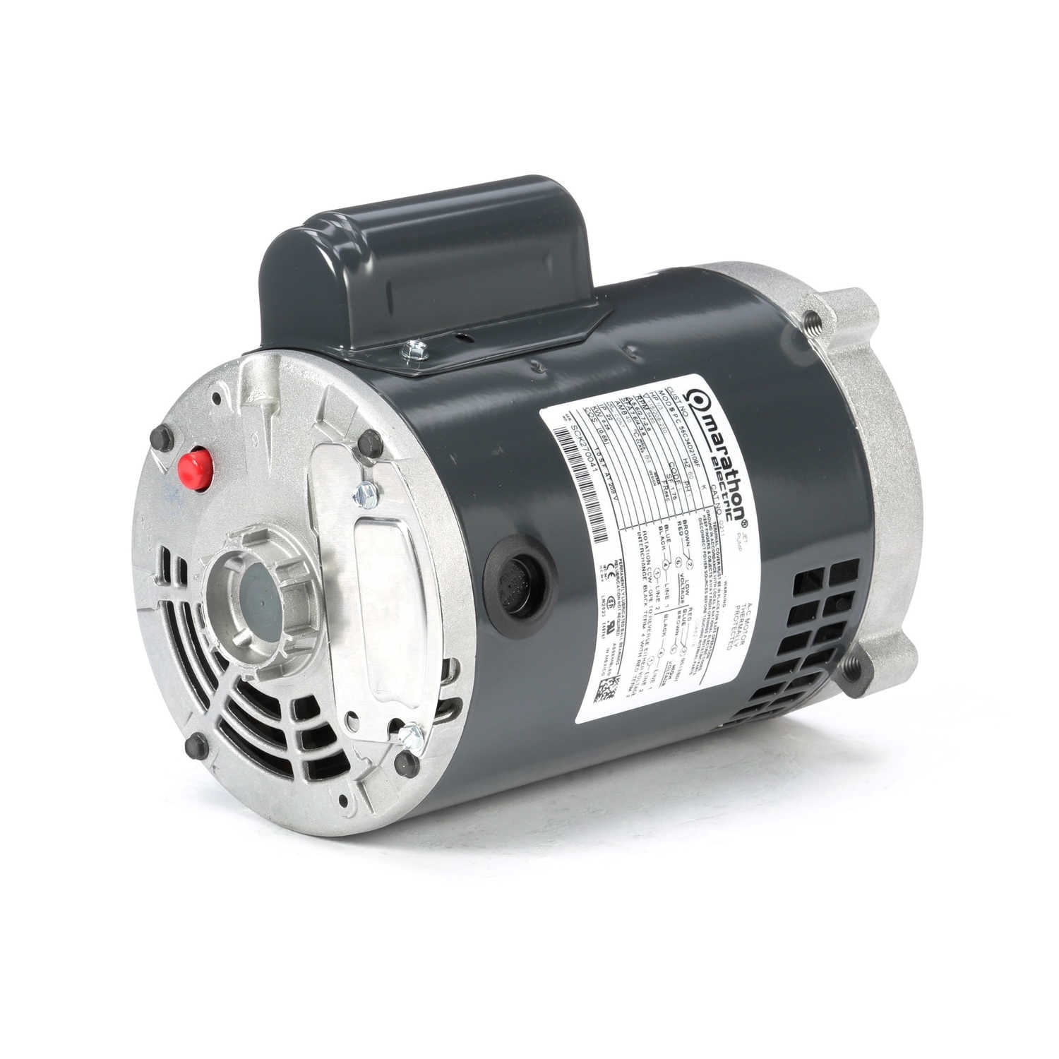 Marathon O211 56C Frame Open Drip Proof 56C34D2109 Oil Burner Motor, 1/3 hp, 3600 rpm, 115/208-230 VAC, 1 Phase, 1 Speed, Ball Bearing, Flange Mount, Capacitor Start