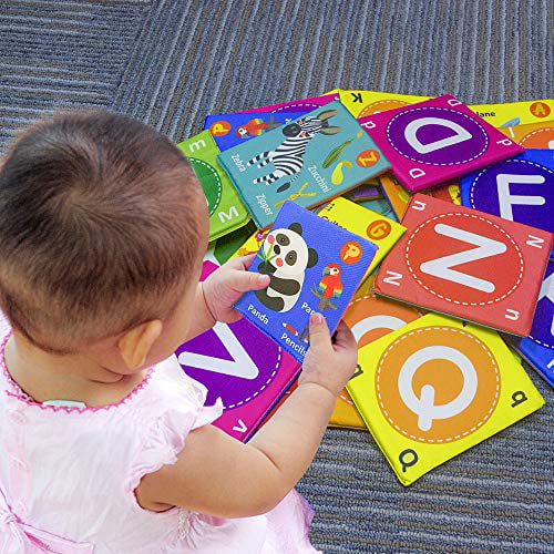Dr.Rapeti Soft Alphabet Cards 26 Letters Soft ABC Flash Cards with Storage Bag Washable Non-Toxic Chewable Preschool Early Learning Educational Toy Baby Bath Toy for Babies Infants Toddlers Kids 