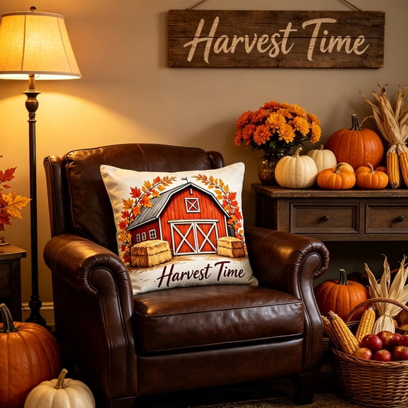 Pandiboks Decorative Pillow Covers 18x18in Couch Pillow Covers Multicolor Log Cabin Thanksgiving Square Autumn Polyester for Bedroom、Home Office