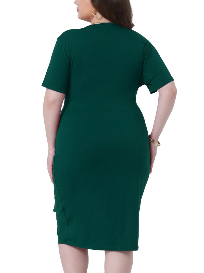 emerald green dress curvy Emerald Green Plus Size Satin Corset Dress With Exposed Boning And Bea