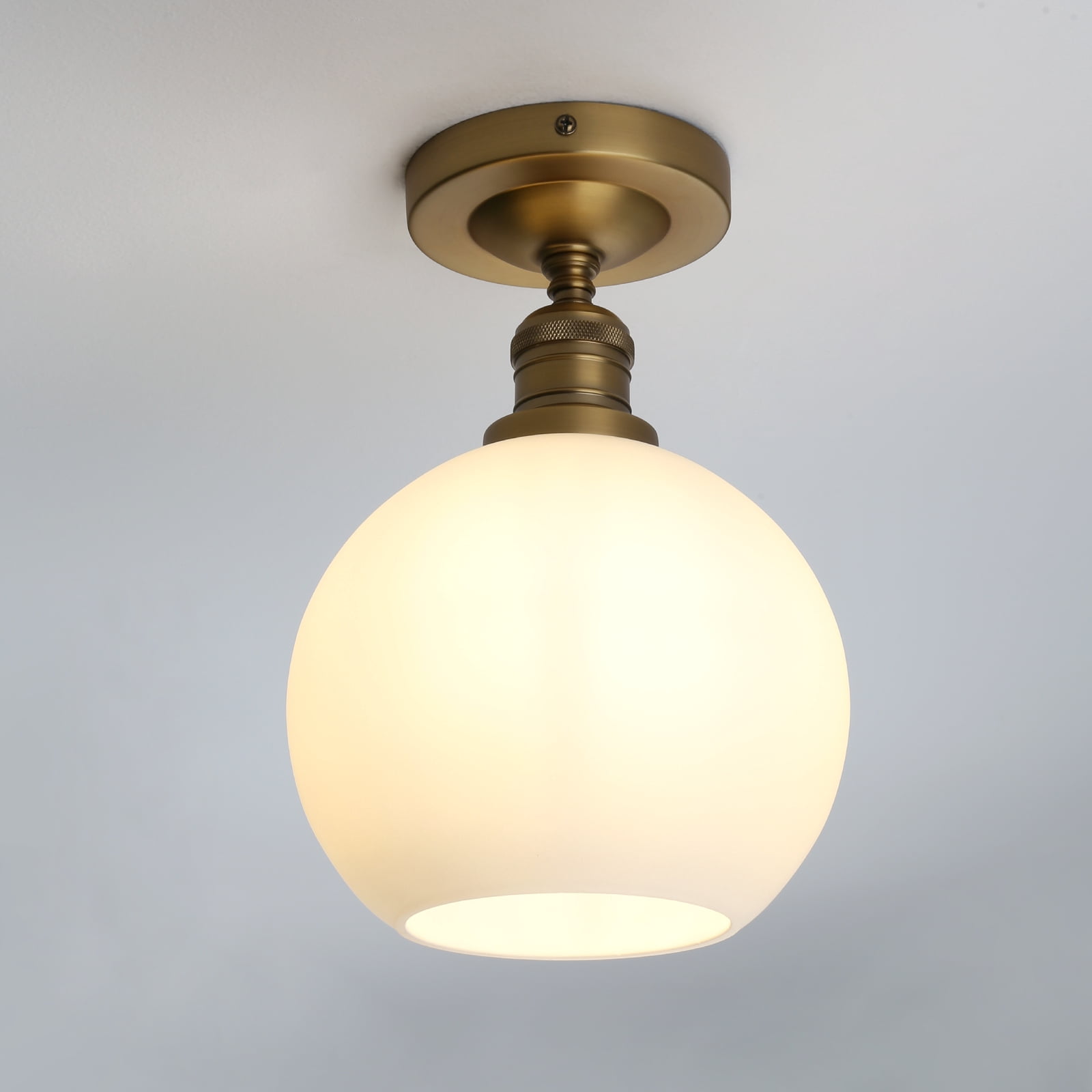 1-Light Ceiling Light, Industrial Globe Cream Glass Shade Close to Ceiling Light for Kitchen Island