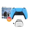 PlayStation 5 DualSense Controller Starlight Blue with God of War Ragnarok and Mytrix Hard Shell Controller Protective Case - 3 in 1 Bundle for PS5