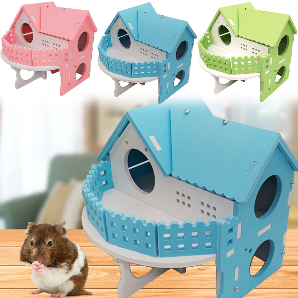 Meidiya Pet Small Animal Hideout Hamster Double Layers House Rainbow