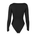 thumbnail image 5 of LAVA Women's Plus Size Square Neck Long Sleeve Bodysuit Tops (Black, XL), 5 of 13
