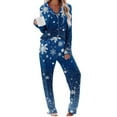 thumbnail image 7 of Women Christmas Pajama Set Long Sleeve Fleece Sleepwear Two Piece Pjs Winter Loungewear Snowman Print Nightwear, 7 of 7