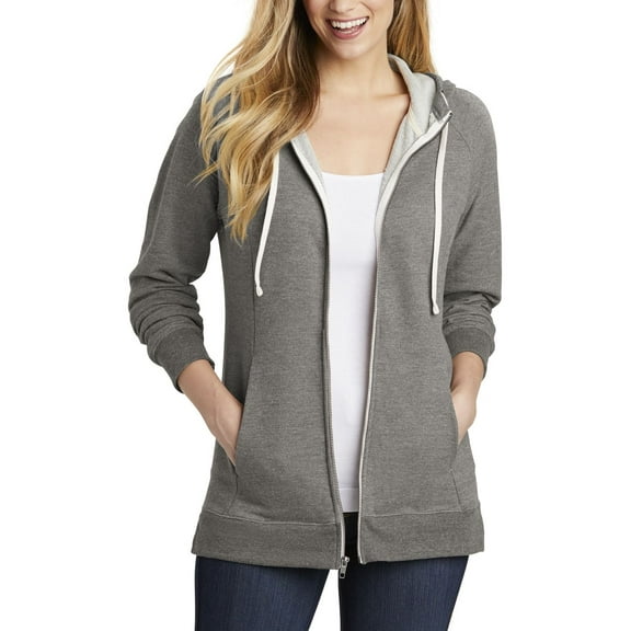 JustBlanks Womens Full Zip Hoodie French Terry Cotton Blend Long Sleeve with Front Pockets