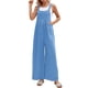 thumbnail image 1 of Mono informal liso para mujer: mono largo sin mangas con botones y bolsillo, corte holgado, tejido de poliéster, perfecto para la playa, fiestas y uso diario, 1 of 7