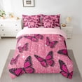thumbnail image 2 of Feelyou Romantic Butterfly Animal Twin Bedding Sets 7-Piece, Pink Bling Stars Bedding Comforter Set, Modern Fashion Style Reversible Sheet Sets, Lightweight Room Decor, 2 of 7