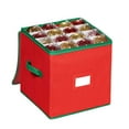 thumbnail image 3 of Christmas Ornament Storage Box Containers Premium Holiday Ornaments Organizer with Adjustable Dividers Pockets Clear Window Stores Up to 64 Ornament Storage Bin Zippered for Christmas Decorations Red, 3 of 8