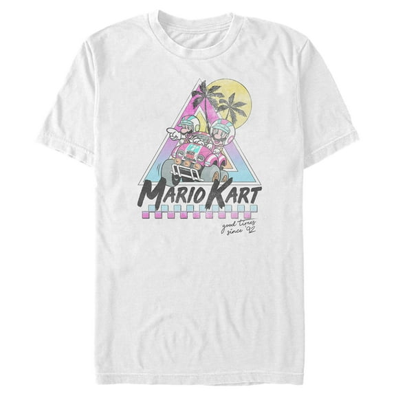 Men's Nintendo Mario and Luigi Retro Beach Race  Graphic Tee White Large
