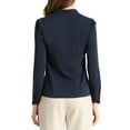 thumbnail image 3 of INSPIRE CHIC Women's Elegant V Neck Long Sleeves Button Down Shirt XS Navy Blue, 3 of 7