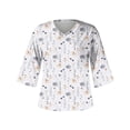 thumbnail image 5 of ICHUANYI Clearance Women's Fashion Printed Loose T-shirt 3/4 Sleeves Blouse V Neck Casual Tops(White, XL) ICHUANYI WER2023080700828, 5 of 5