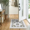 thumbnail image 2 of ODIKA 2'x3' Washable Throw Rug Bathroom Layout Structured Block Mosaic Symmetrical Farmhouse for Hallway, Study Room, Non-Slip Low Profile, Flatwoven, 2 of 7