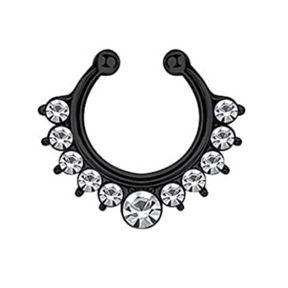 QIQUWOHUL Fake Septum Nose Rings Hoop Stainless Steel Lip Ear Nose Septum Ring Non Piercing Clip On Nose Hoop Rings Body Piercing Jewelry