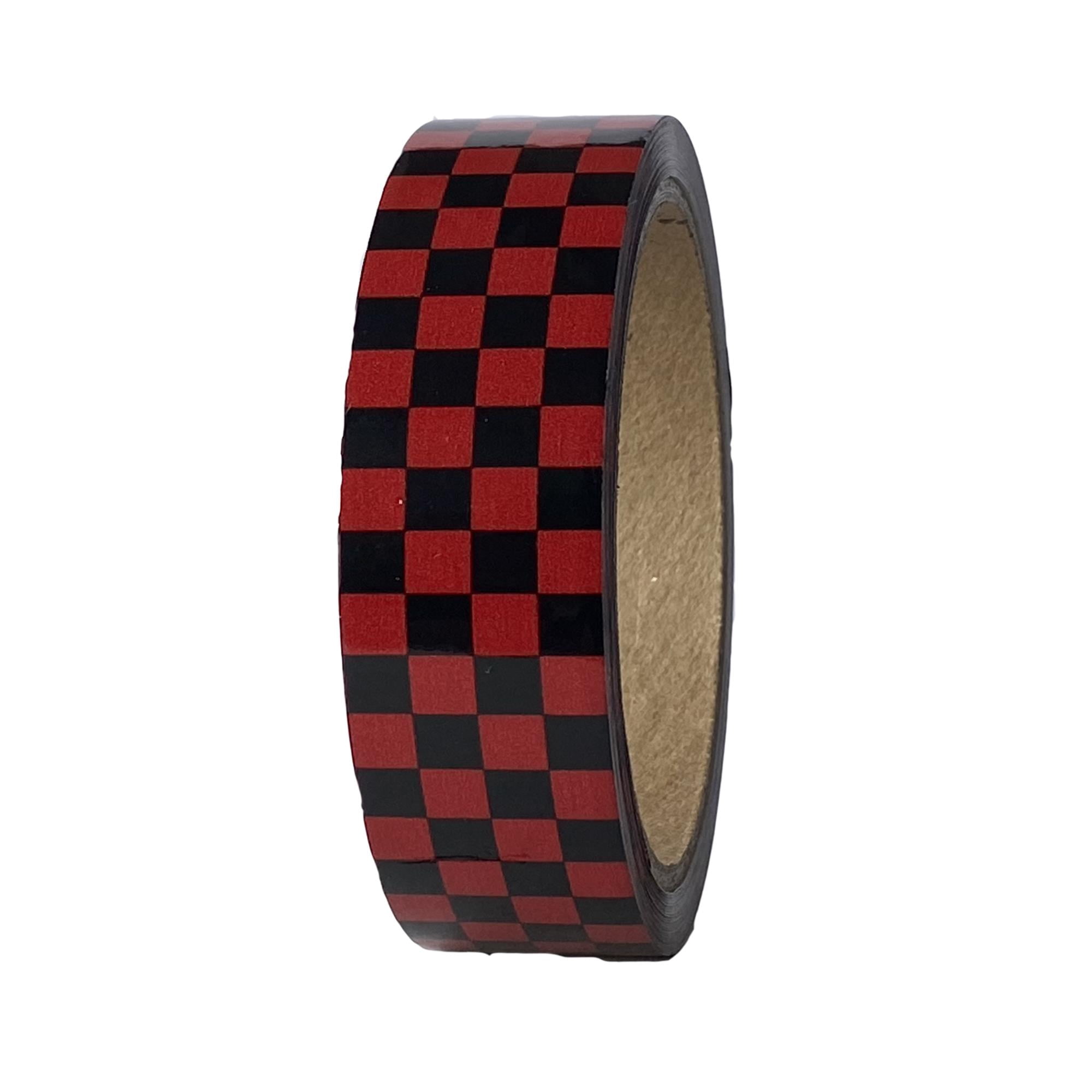 Laminated Checkerboard Outdoor Vinyl Tape 1" X 18 Yard Roll Red / Black (24 Roll / Case)