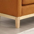 thumbnail image 5 of Triple Tree Boucle Fabric Bed Bench with Wood Legs, Bolster Pillows, and Rolled Arm, Caramel, 5 of 6
