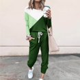thumbnail image 2 of CHOK Womens Sport Set Long Sleeve Patchwork Color with Loose Cozy Petite Sweatpant Trendy Fall Winter Suits (X-Large  Pink), 2 of 5