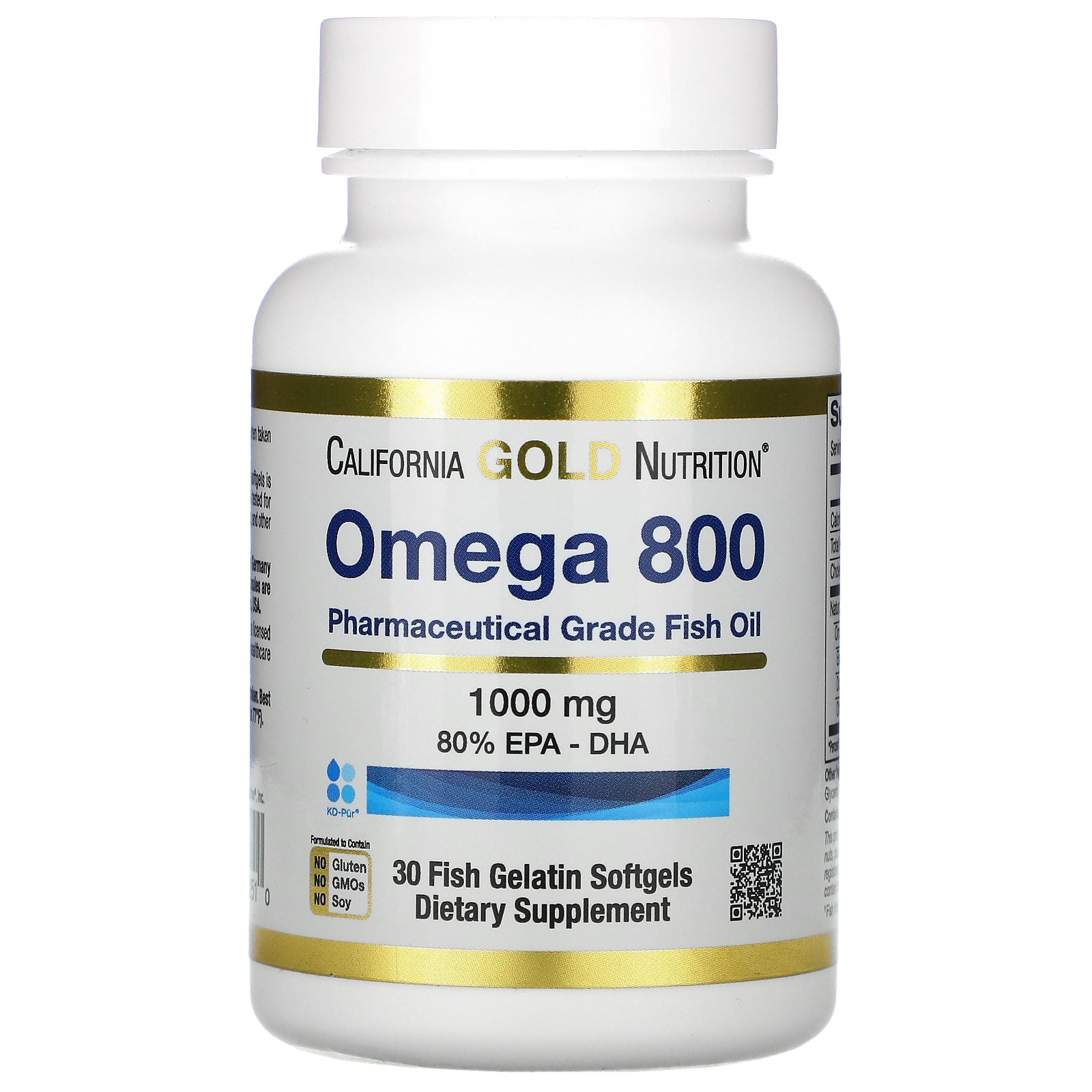 California Gold Nutrition Omega 800 Pharmaceutical Grade Fish Oil, 80% EPA/DHA, 1,000 mg, 30 Fish Gelatin Softgels - Walmart.com - Walmart.com