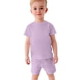 thumbnail image 4 of piuwrlz Shirt and Short Pants Set Baby Boys Girls Solid Color Cotton Summer Children's Set Purple Size 8-9 Years, 4 of 9