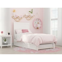 AFI NoHo Coastal Solid Wood Twin Bed with Twin Trundle and USB Charger in White