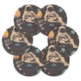 thumbnail image 7 of Yayeee 6 PCS Drink Coasters with Holder Set Woven Absorbent Round Tabletop Hot Pad, Pink Record, 7 of 7