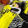 thumbnail image 4 of Homewish Fashion Abstract Teens Twin Bedding Sets 7-Piece, Modern Zebra Cheetah Print Bedding Comforter Set, Chic Yellow Polkadots Reversible Sheet Sets, Lightweight Room Decor, 4 of 7