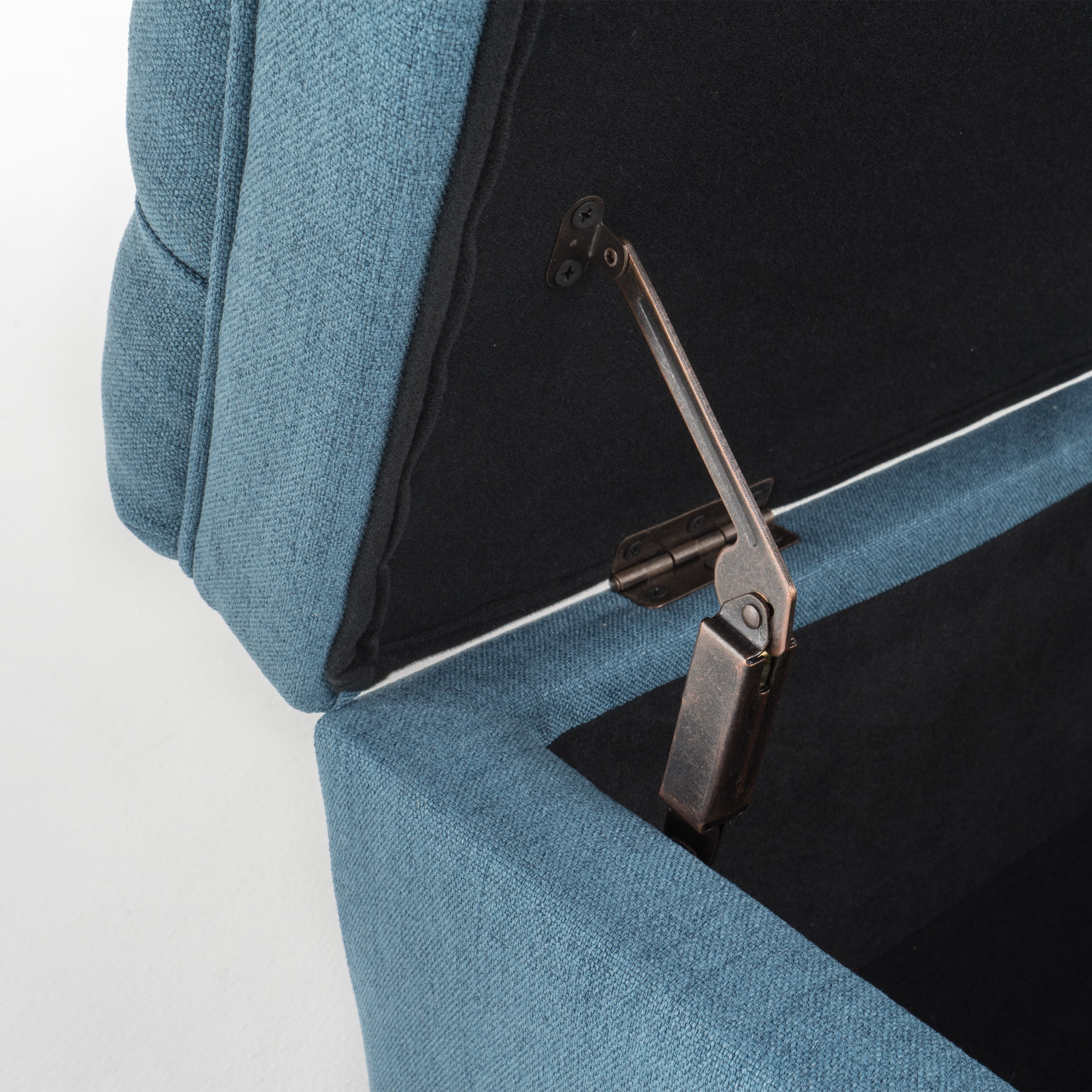 Noble House Julia Tufted Fabric Storage Ottoman, Blue