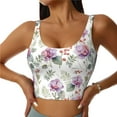 thumbnail image 2 of Haiem Orchids Flowers Pattern Womens Sports Bra - U Neck Padded Low Impact Yoga Bra Workout Crop Top Gym Moisture-Wicking Workout Vest -Small, 2 of 9