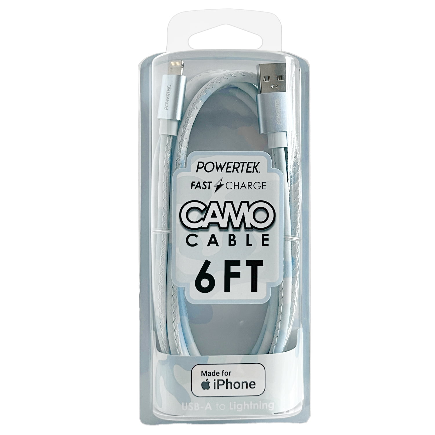 Liquipel Powertek Pastel Camo USB-A to Lightning - Blue