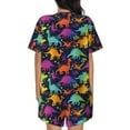 thumbnail image 3 of Qekee Colorful Dinosaur Women's Pajama Set Short Sleeve Sleepwear Summer Home Wear with Pockets Soft Short Sleeve Shirt - Colorful Dinosaur, 3 of 9