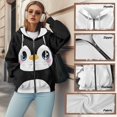 thumbnail image 6 of Uorisanigo Cute Penguin Womens Zip Up Hoodies Sweatshirt Slight Stretch Soft Long Sleeve Hooded Sweatshirts Drop Shoulder Oversized Fall Fashion Sweatshirt Size L, 6 of 7