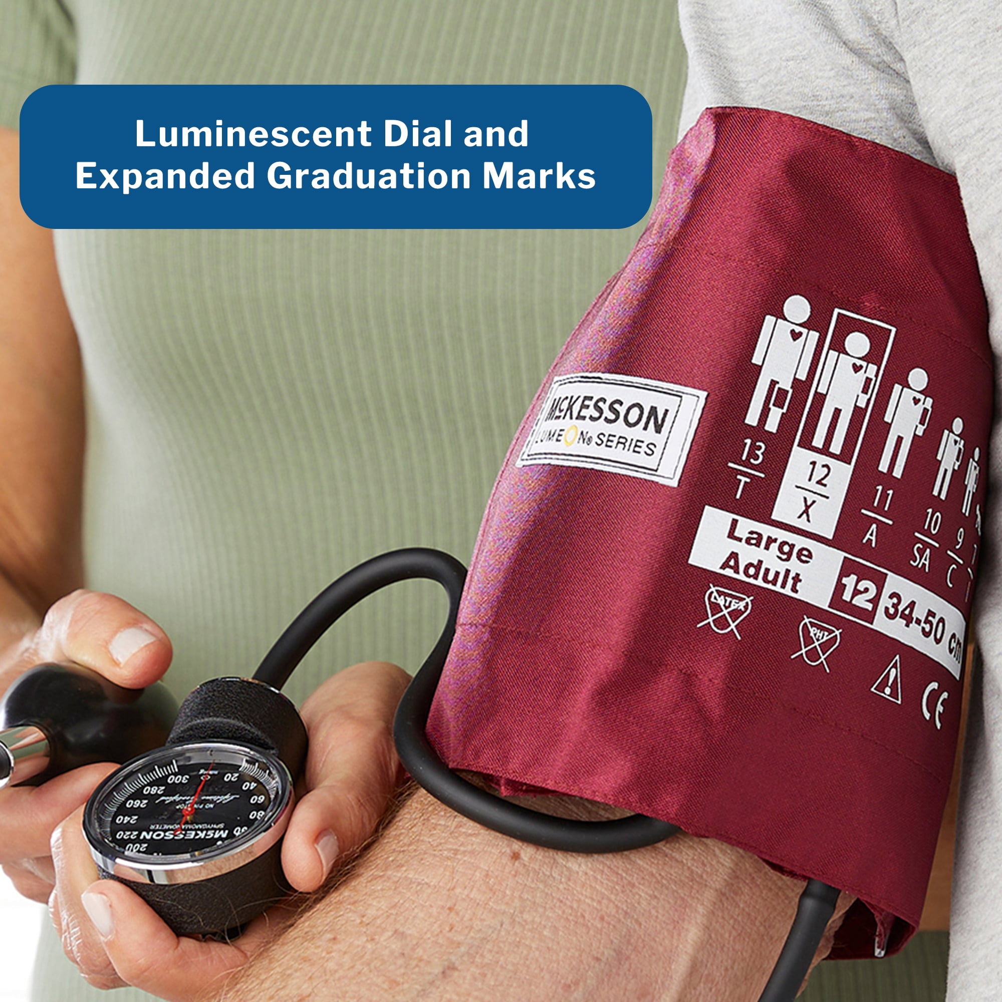 McKesson Lumeon Arm Aneroid Sphygmomanometer Blood Pressure Monitor, Large, 1 Ct