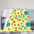 thumbnail image 1 of DouZhe Ultra-Soft Micro Fleece Lightweight Flannel Bed Blanket, Retro Yellow Flower Design Print Cozy Warm Throw Blankets, 40"x30", 1 of 7