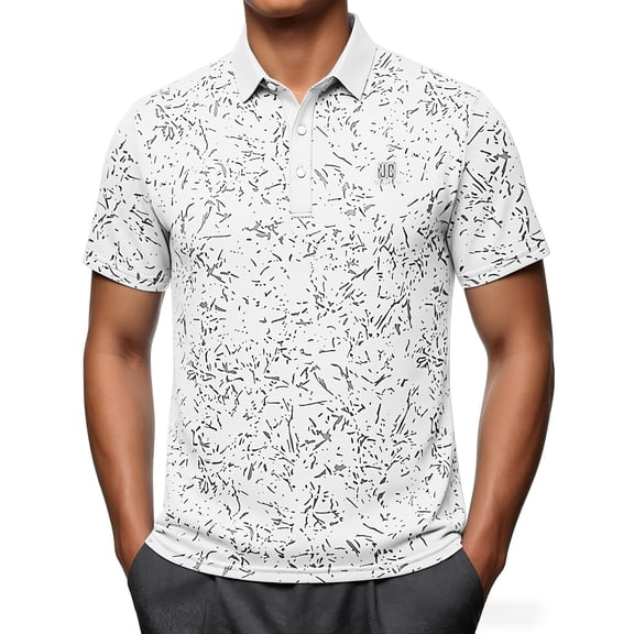 Enjoytime Men's Golf Shirts Print Collared Short Sleeve Shirt Casual Stretch Lightweight Shirts