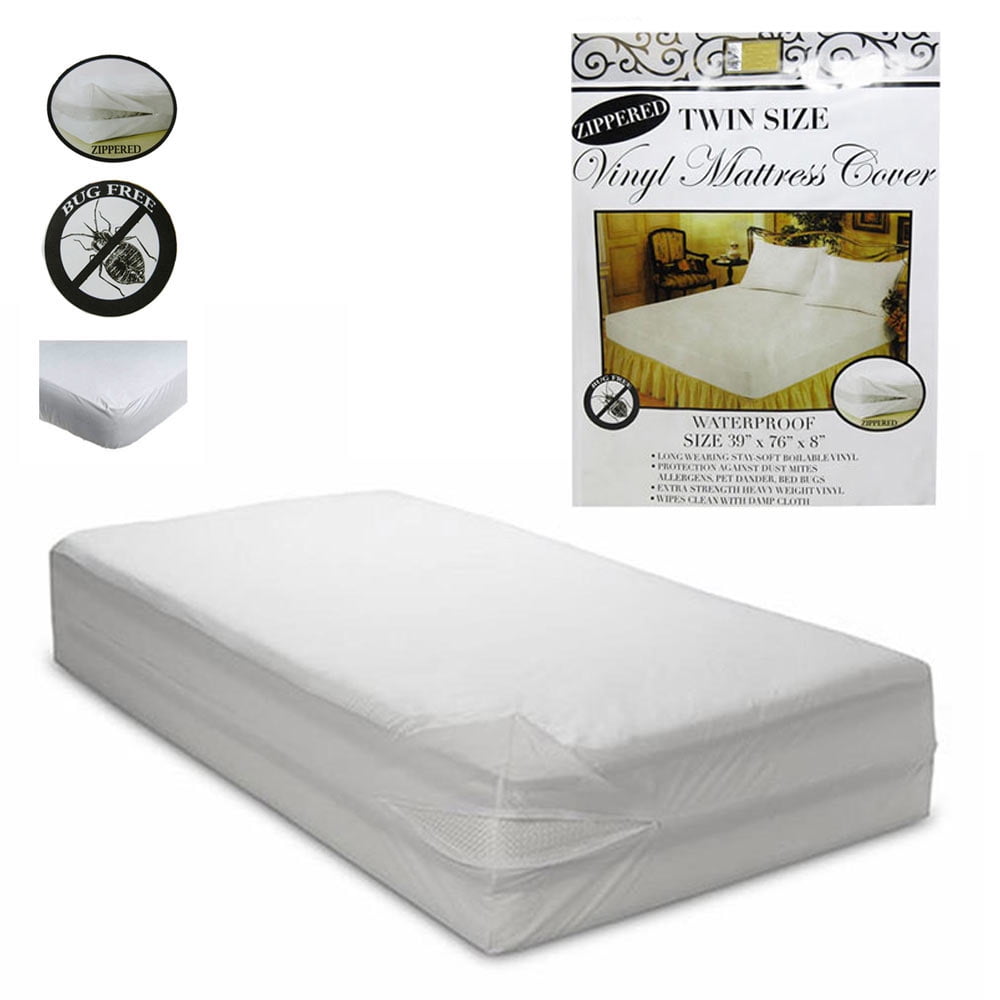 New WaterProof Zippered Vinyl Mattress Cover Allergy Relief Bed Bug ALL SIZES 