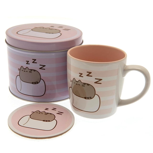 Pusheen - Juego de Taza y Posavasos (Rosa, Blanco, Marrón)