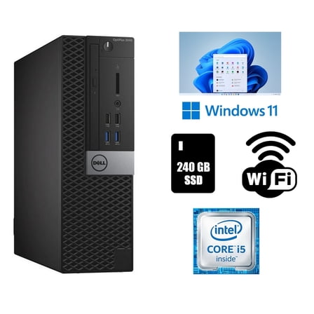 Restored Dell OptiPlex 3040 SSF Core i5 Desktop Computer 16GB RAM 240GB SSD Wi-Fi Windows 11 Pro (Refurbished)