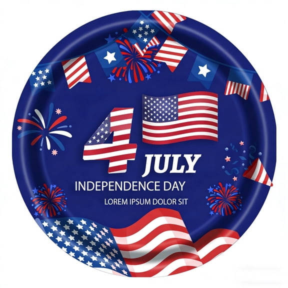 7 Inch 4th of July Disposable Paper Plates American Flag Patriotic Party Supplies,Red White and Blue Paper Plates for Memorial Day Independence Day Decorations