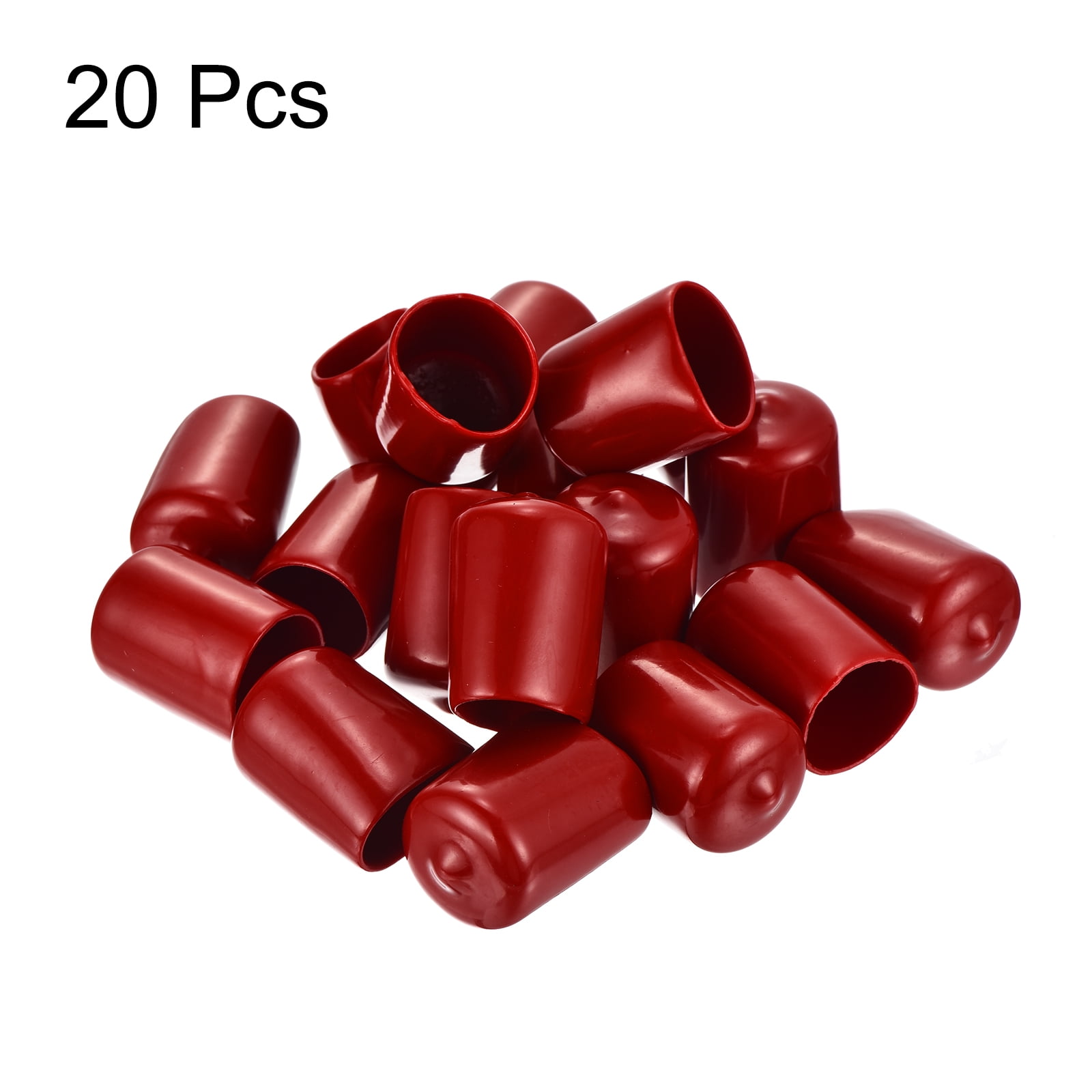 Uxcell 20pcs Round Rubber End Caps 0.75" Burgundy Red Vinyl Cover Screw Protectors